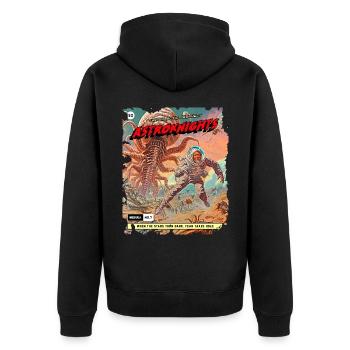 Comicstrip, 50er Jahre Comic, Weltraum Monster - Unisex Premium Bio Zip Hoodie - Schwarz - Hinten - Nico (187cm)
