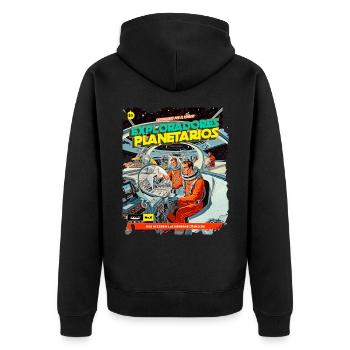 Comic, Comicstrip, 50er Jahre, Weltraum Abenteuer - Unisex Premium Bio Zip Hoodie - Schwarz - Hinten - Nico (187cm)
