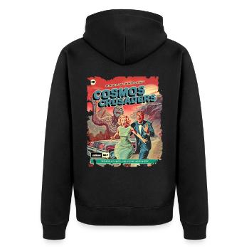 Comic, Comicstrip, 50er Jahre, Crazy Monster - Unisex Premium Bio Zip Hoodie - Schwarz - Hinten - Nico (187cm)