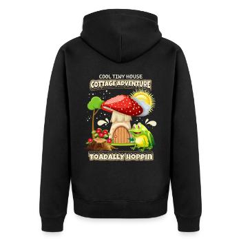 Funny Frog, Cottagecore Saying, Faecore - Unisex Premium Organic Zip Hoodie - black - Back - Nico (187cm)