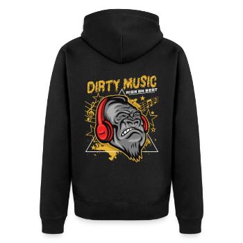 Drôle de singe gorille avec des écouteurs, musique sale - Veste à capuche bio Premium Unisexe - noir - Dos - Nico (187cm)