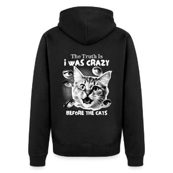 Crazy Cat Collage, Funny Cats Saying - Unisex Premium Organic Zip Hoodie - black - Back - Nico (187cm)