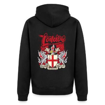 Armoiries de la ville de Londres, Angleterre, Grande-Bretagne - Veste à capuche bio Premium Unisexe - noir - Dos - Nico (187cm)