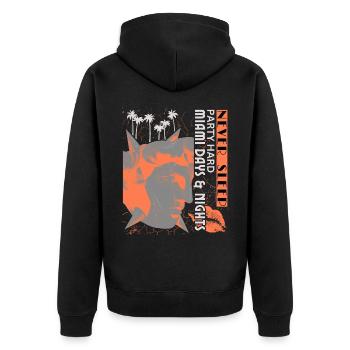 Miami Florida, Party, Art Deco Poster - Unisex Premium Organic Zip Hoodie - black - Back - Nico (187cm)