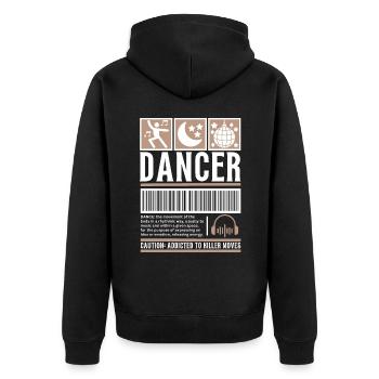 Streetwear Tanzen, Tänzer, Vintage Fashion Label - Unisex Premium Bio Zip Hoodie - Schwarz - Hinten - Nico (187cm)