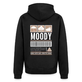 Streetwear Moody, Moody Vintage Fashion Label - Unisex Premium Organic Zip Hoodie - black - Back - Nico (187cm)