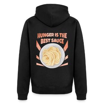 Noodles, Spaghetti, Pasta Funny Saying - Unisex Premium Organic Zip Hoodie - black - Back - Nico (187cm)