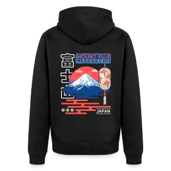 Japanese Mount Fujiyama, Mount Fuji, Retro Japan - Unisex Premium Organic Zip Hoodie - black - Back - Nico (187cm)