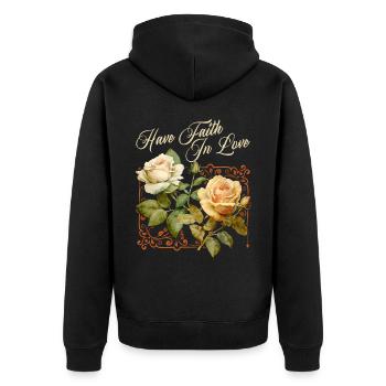 Vintage Roses, Victorian Rose, Love Saying - Unisex Premium Organic Zip Hoodie - black - Back - Nico (187cm)