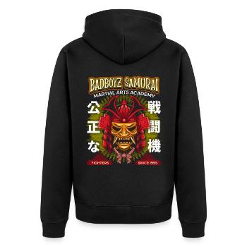 Japanese Martial Arts, Samurai Oni, Mask, Saying - Unisex Premium Organic Zip Hoodie - black - Back - Nico (187cm)