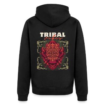 Masque de Bali Asie, divinité indonésienne Barong - Veste à capuche bio Premium Unisexe - noir - Dos - Nico (187cm)