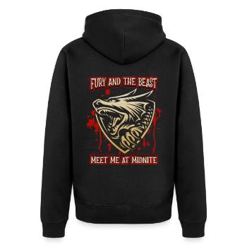 loup-garou et éclaboussures de sang, en disant, monstre zombie - Veste à capuche bio Premium Unisexe - noir - Dos - Nico (187cm)