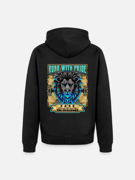Lion Saying, Lion Head - Unisex Premium Organic Zip Hoodie - black
