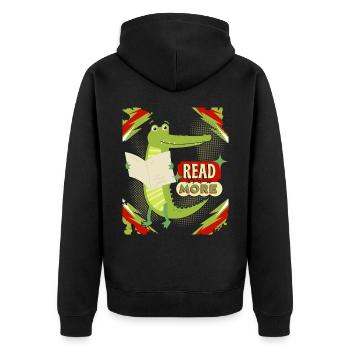 Drôle De Crocodile, Lecture, Livre, Journal Dire - Veste à capuche bio Premium Unisexe - noir - Dos - Nico (187cm)