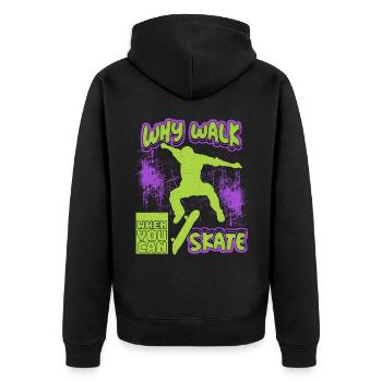 Lustiger Skater Spruch, Skateboard Grunge Design - Unisex Premium Bio Zip Hoodie - Schwarz - Hinten - Nico (187cm)