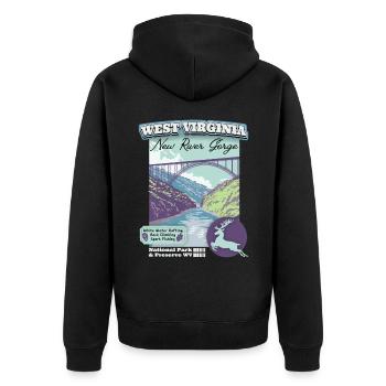 Virginie-Occidentale Vintage, New River Gorge, affiche WPA - Veste à capuche bio Premium Unisexe - noir - Dos - Nico (187cm)