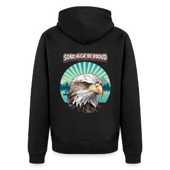 Dire avec le motif de l’aigle, l’illustration de l’aigle - Veste à capuche bio Premium Unisexe - noir - Dos - Nico (187cm)