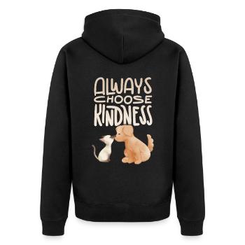 Chien et chat disant, citation de motivation gentillesse - Veste à capuche bio Premium Unisexe - noir - Dos - Nico (187cm)