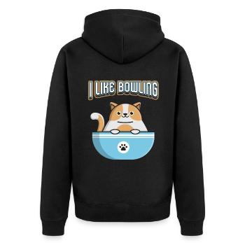 Sports, Bowling, Skittles, Cat, Funny Saying Pun - Unisex Premium Organic Zip Hoodie - black - Back - Nico (187cm)