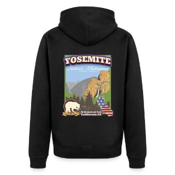 Yosemite Nationalpark, Vintage California Ca - Unisex Premium Bio Zip Hoodie - Schwarz - Hinten - Nico (187cm)