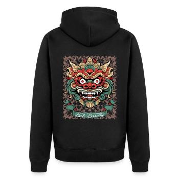Masque d’Asie, divinité indonésienne Barong, Bali - Veste à capuche bio Premium Unisexe - noir - Dos - Nico (187cm)