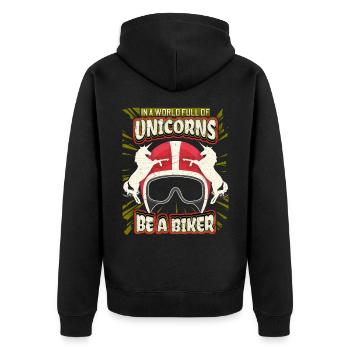 Licorne Licorne Drôle Motard Motard Dire - Veste à capuche bio Premium Unisexe - noir - Dos - Nico (187cm)