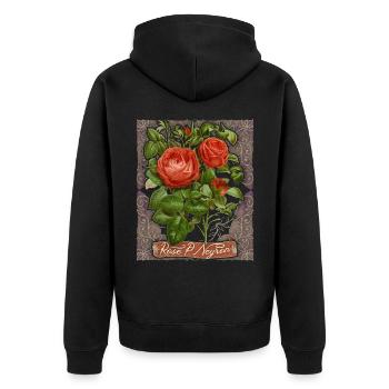 Botanical rose, vintage illustration Paul Neyron - Unisex Premium Organic Zip Hoodie - black - Back - Nico (187cm)
