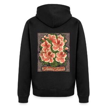 Azalée, Azalée Indica, fleurs botaniques Vintage - Veste à capuche bio Premium Unisexe - noir - Dos - Nico (187cm)