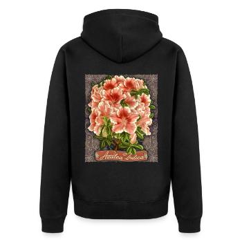 Indische Azalee, vintage-retro Azalea Indica - Unisex Premium Bio Zip Hoodie - Schwarz - Hinten - Nico (187cm)