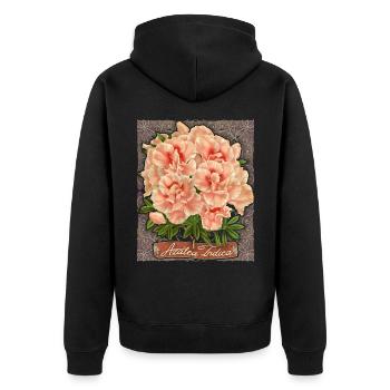 Rosa Indische Azalee, vintage-retro, Azalea Indica - Unisex Premium Bio Zip Hoodie - Schwarz - Hinten - Nico (187cm)