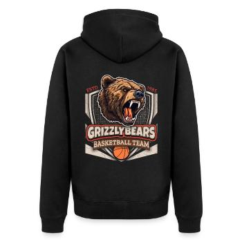 Basketball, Grizzly Bears Team, Grizzlybären Logo - Unisex Premium Bio Zip Hoodie - Schwarz - Hinten - Nico (187cm)