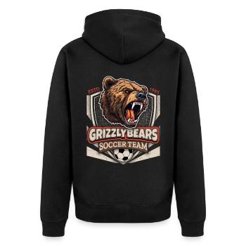 Soccer Club, Fußball, Grizzly Bears Logo - Unisex Premium Bio Zip Hoodie - Schwarz - Hinten - Nico (187cm)
