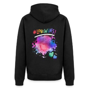 Dire que l’amour gagne ! pour les LGBT, LGBTQ avec des cœurs - Veste à capuche bio Premium Unisexe - noir - Dos - Nico (187cm)