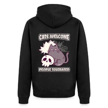 Chat De Dessin Animé Chats Accueillir Les Gens Tolérés Dire - Veste à capuche bio Premium Unisexe - noir - Dos - Nico (187cm)
