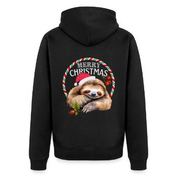Sloth, Sloth, Merry Christmas - Unisex Premium Organic Zip Hoodie - black - Back - Nico (187cm)