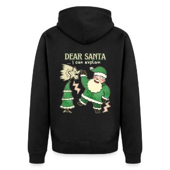 Santa Claus, Weihnachtsmann lustiger Spruch Comic - Unisex Premium Bio Zip Hoodie - Schwarz - Hinten - Nico (187cm)