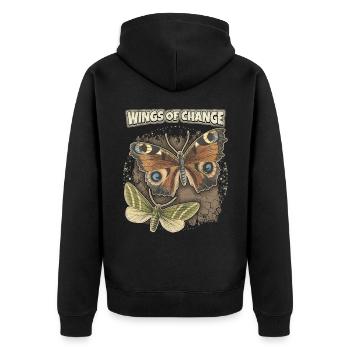 Butterfly Butterfly Vintage Butterfly Saying - Unisex Premium Organic Zip Hoodie - black - Back - Nico (187cm)
