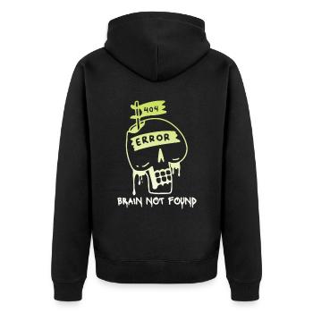 404-html error, Computer Nerd, No-Brain Spruch - Unisex Premium Bio Zip Hoodie - Schwarz - Hinten - Nico (187cm)