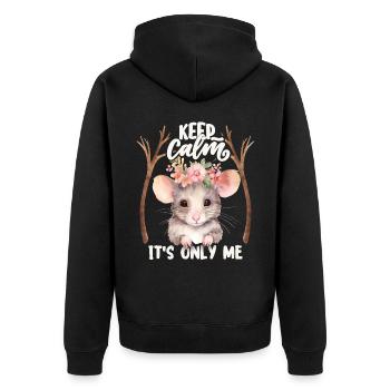 Lustiger Spruch mit niedlicher Maus, Mouse - Unisex Premium Bio Zip Hoodie - Schwarz - Hinten - Nico (187cm)
