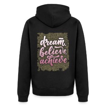 Rêve de carrière, dicton drôle, motivation - Veste à capuche bio Premium Unisexe - noir - Dos - Nico (187cm)