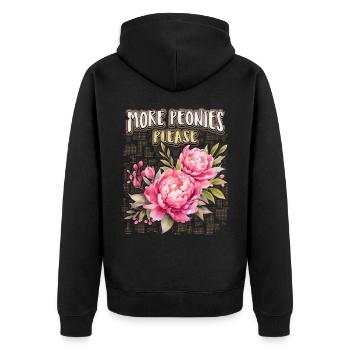 Pfingstrosen Illustration, Pink-Peony, Spruch - Unisex Premium Bio Zip Hoodie - Schwarz - Hinten - Nico (187cm)