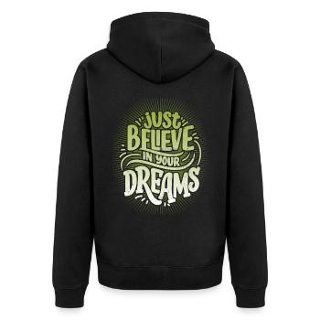 Citation de motivation Croyez-en-votre-rêves - Veste à capuche bio Premium Unisexe - noir - Dos - Nico (187cm)