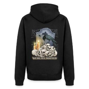 Scary Skull, Black Raven, Spider - Unisex Premium Organic Zip Hoodie - black - Back - Nico (187cm)