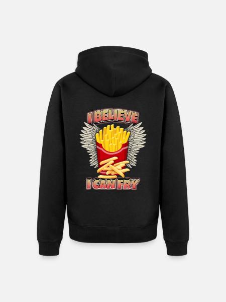 French Fries Funny Saying - Unisex Premium Organic Zip Hoodie - black