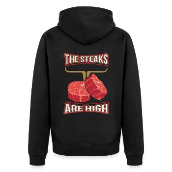 steak, meat, funny saying, pun, pun - Unisex Premium Organic Zip Hoodie - black - Back - Nico (187cm)