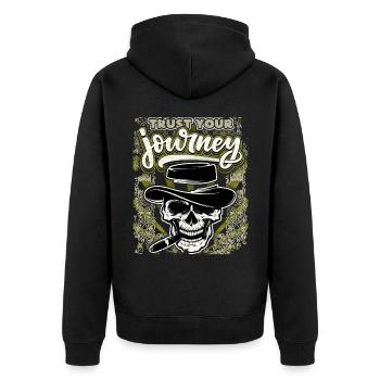 Lustiger Totenkopf Totenschädel mit Zigarre Spruch - Unisex Premium Bio Zip Hoodie - Schwarz - Hinten - Nico (187cm)