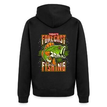 Retro Vintage Fish, Fishing, Fishing Angler Saying - Unisex Premium Organic Zip Hoodie - black - Back - Nico (187cm)