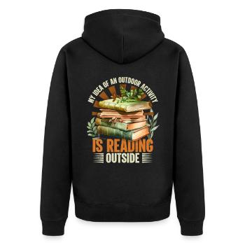 Sport, sportlich, Freizeitsport Buch, Lesen Spruch - Unisex Premium Bio Zip Hoodie - Schwarz - Hinten - Nico (187cm)