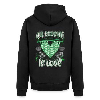 Knitting Funny Saying Knitting Needles, Knitting Heart - Unisex Premium Organic Zip Hoodie - black - Back - Nico (187cm)