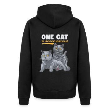 Lustige Katze, Britisch Kurzhaar, Katzen Spruch - Unisex Premium Bio Zip Hoodie - Schwarz - Hinten - Nico (187cm)